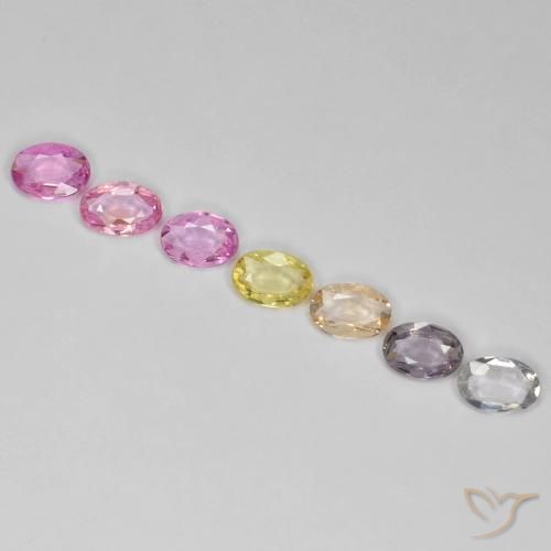 2.60 ctw Multicolor Sapphire Stones, Natural Sapphire in Oval Facet Shape for Sale