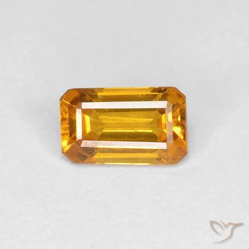 0.44ct Natural Medium Orange-Gold Sapphire, Emerald Cut, VVS-VS