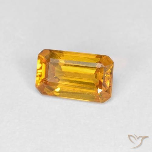 0.44 ct Golden Sapphire Stone, Natural Sapphire in Octagon Step Cut Shape for Sale