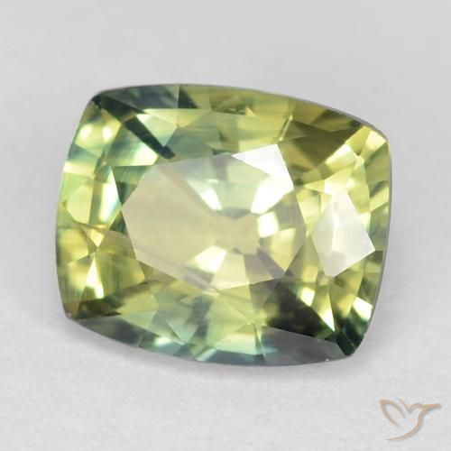1.07 ct Green Sapphire Stone, Natural Sapphire in Cushion-Cut Shape for Sale