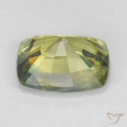 Sapphire Gemstone in 6.4 x 5.3 mm Size for Sale, Sapphire Stone in Yellowish Green Color