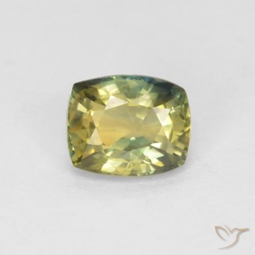 0.99ct Natural Greenish Yellow Sapphire, Cushion, VVS-VS