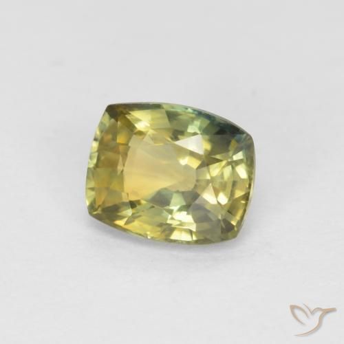 0.99 ct Yellow Sapphire Stone, Natural Sapphire in Cushion-Cut Shape for Sale