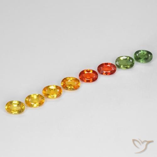 4.66 ctw Multicolor Sapphire Stones, Natural Sapphire in Oval Facet Shape for Sale
