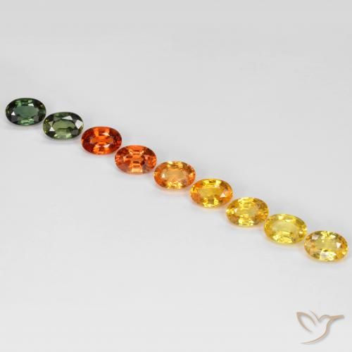 5.84 ctw Multicolor Sapphire Gemstones, Sapphire Gems in Oval Facet Shape for Sale.