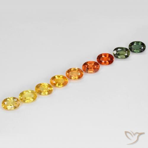 5.84 ctw Multicolor Sapphire Stones, Natural Sapphire in Oval Facet Shape for Sale