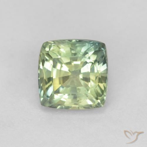 0.87ct Natural Light Green Sapphire, Cushion, VVS-VS