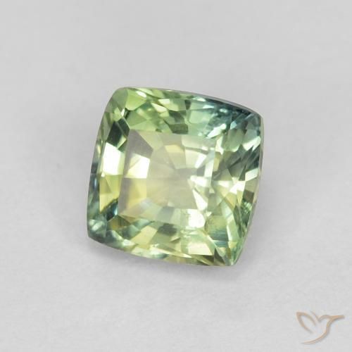 0.87 ct Green Sapphire Stone, Natural Sapphire in Cushion-Cut Shape for Sale