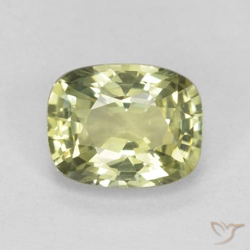 0.67ct Natural Light Pear Green Sapphire, Cushion, VVS-VS