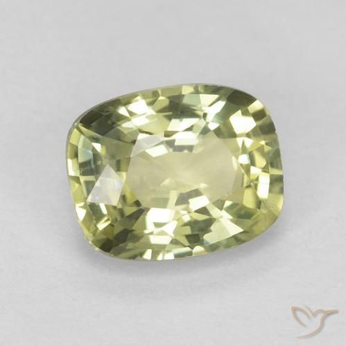 0.67 ct Green Sapphire Stone, Natural Sapphire in Cushion-Cut Shape for Sale
