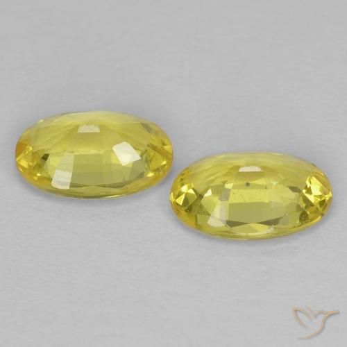 Sapphire Gemstones in 6.1 x 4.2 mm Size for Sale, Sapphire Stones in Light Yellow Color