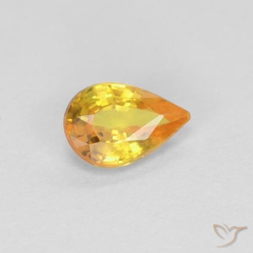 0.45 ct Golden Sapphire Stone, Natural Sapphire in Pear Facet Shape for Sale