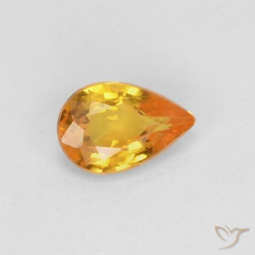 0.53 ct Golden Sapphire Stone, Natural Sapphire in Pear Facet Shape for Sale