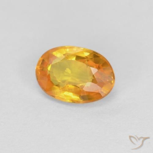 0.66 ct Orange Sapphire Stone, Natural Sapphire in Oval Facet Shape for Sale