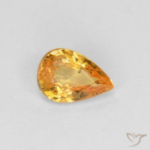 0.50ct Natural Dark Orange-Gold Sapphire, Pear Shape, VVS-VS