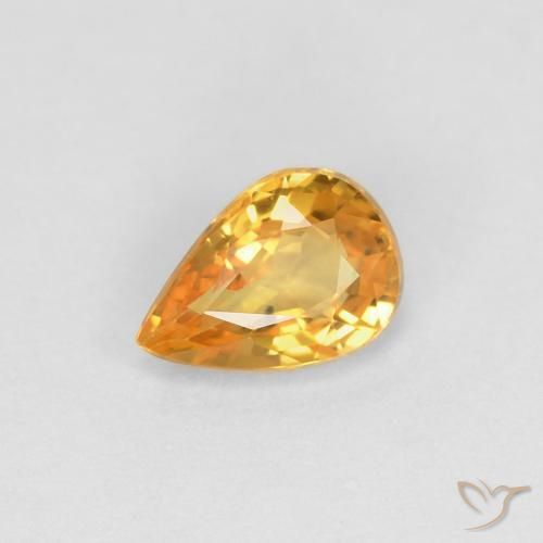 0.50 ct Golden Sapphire Stone, Natural Sapphire in Pear Facet Shape for Sale