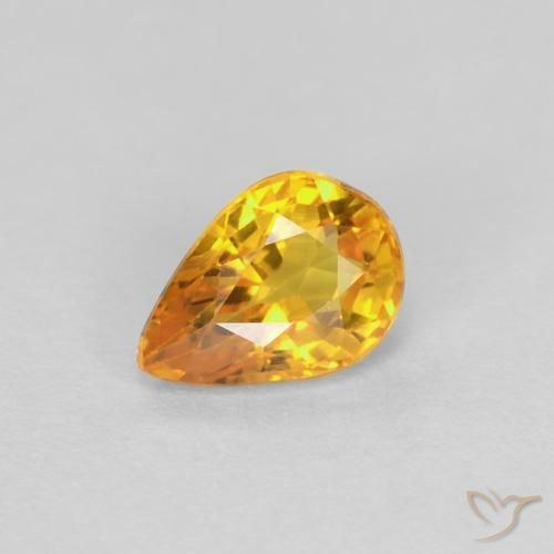 0.60ct Natural Orange-Gold Sapphire, Pear Shape, VVS-VS