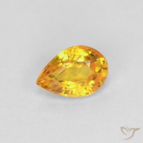 0.53 ct Golden Sapphire Stone, Natural Sapphire in Pear Facet Shape for Sale