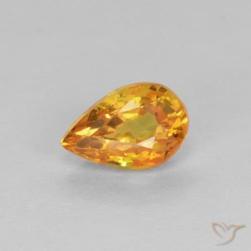 0.61 ct Orange Sapphire Stone, Natural Sapphire in Pear Facet Shape for Sale