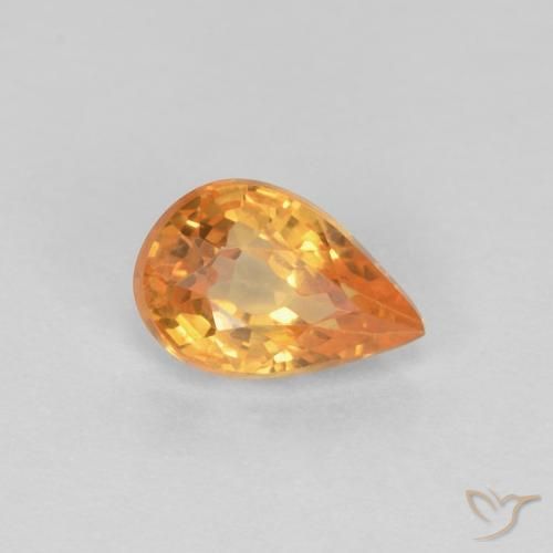 0.56 ct Orange Sapphire Stone, Natural Sapphire in Pear Facet Shape for Sale
