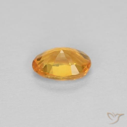 Sapphire Gemstone in 5.3 x 3.8 mm Size for Sale, Sapphire Stone in Deep Orange-Gold Color