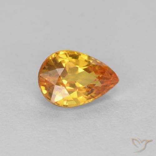 0.61 ct Golden Sapphire Stone, Natural Sapphire in Pear Facet Shape for Sale