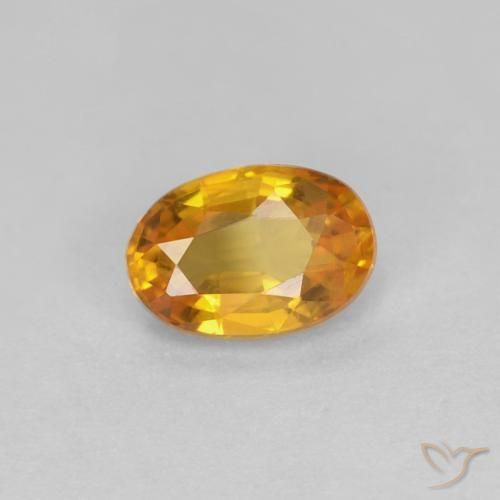 0.56 ct Golden Sapphire Stone, Natural Sapphire in Oval Facet Shape for Sale