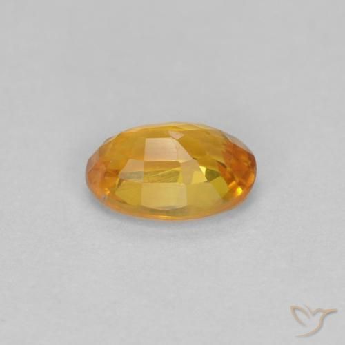 Sapphire Gemstone in 5.7 x 3.9 mm Size for Sale, Sapphire Stone in Deep Orange-Gold Color