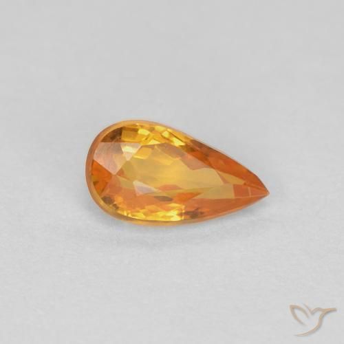 0.36 ct Golden Sapphire Stone, Natural Sapphire in Pear Facet Shape for Sale