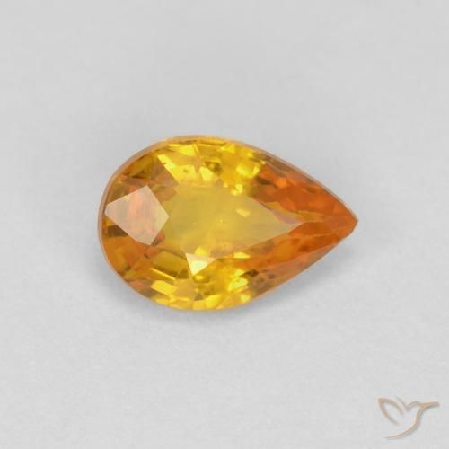 0.50 ct Golden Sapphire Stone, Natural Sapphire in Pear Facet Shape for Sale