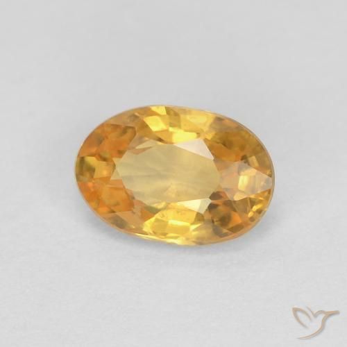 0.56 ct Golden Sapphire Stone, Natural Sapphire in Oval Facet Shape for Sale