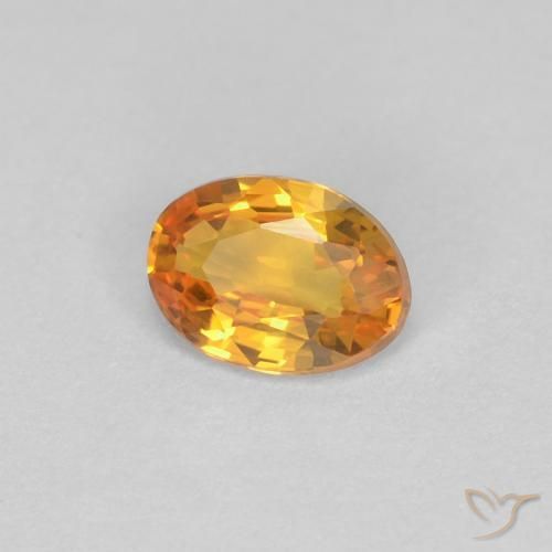 0.43 ct Orange Sapphire Stone, Natural Sapphire in Oval Facet Shape for Sale