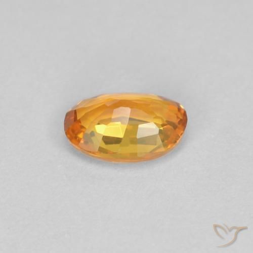 Sapphire Gemstone in 5.3 x 3.9 mm Size for Sale, Sapphire Stone in Apricot Orange Color