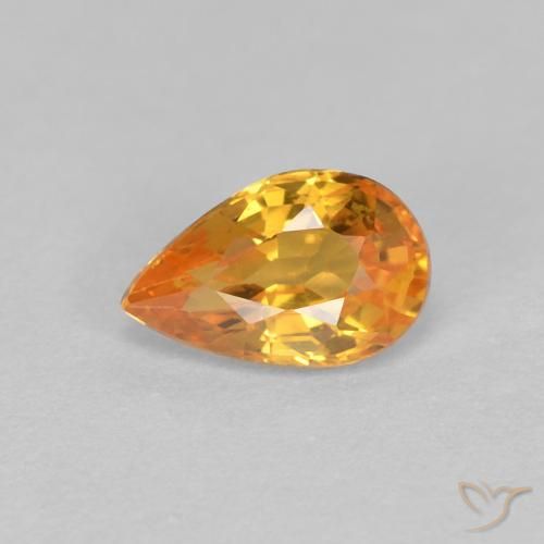 0.56 ct Orange Sapphire Gemstone, Sapphire Gem in Pear Facet Shape for Sale.