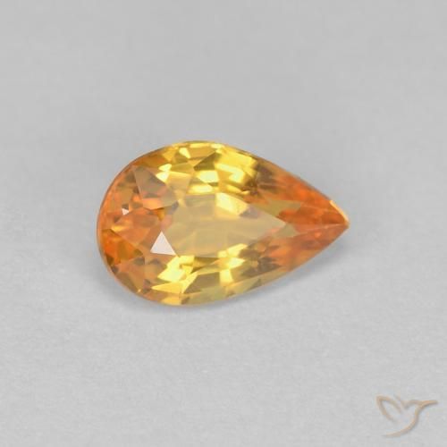 0.56 ct Orange Sapphire Stone, Natural Sapphire in Pear Facet Shape for Sale
