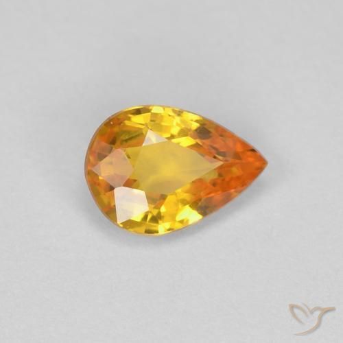 0.46 ct Orange Sapphire Stone, Natural Sapphire in Pear Facet Shape for Sale
