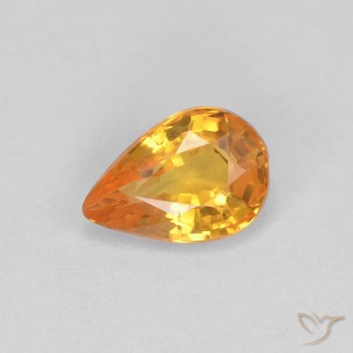 0.54 ct Orange Sapphire Stone, Natural Sapphire in Pear Facet Shape for Sale