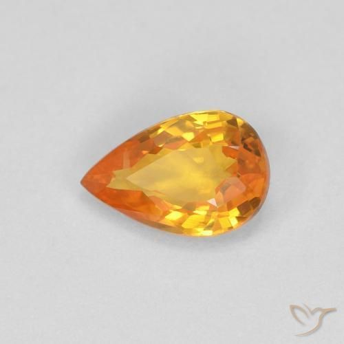 0.51 ct Orange Sapphire Stone, Natural Sapphire in Pear Facet Shape for Sale