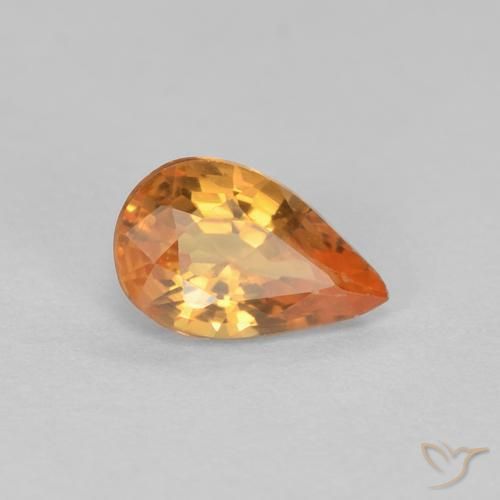 0.53ct Natural Bright Orange Sapphire, Pear Shape, VVS