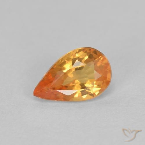 0.53 ct Orange Sapphire Stone, Natural Sapphire in Pear Facet Shape for Sale