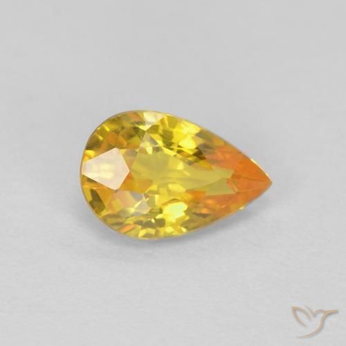 0.52 ct Golden Sapphire Stone, Natural Sapphire in Pear Facet Shape for Sale