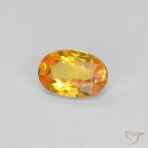 0.43 ct Orange Sapphire Stone, Natural Sapphire in Oval Facet Shape for Sale