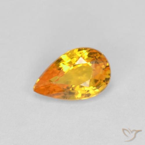 0.55 ct Orange Sapphire Stone, Natural Sapphire in Pear Facet Shape for Sale
