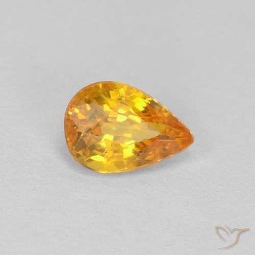 0.55 ct Orange Sapphire Stone, Natural Sapphire in Pear Facet Shape for Sale