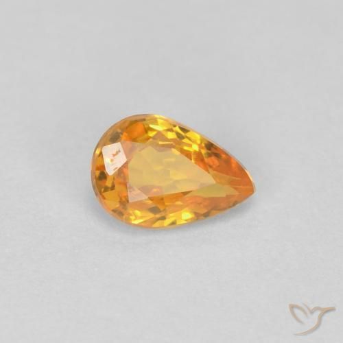 0.46 ct Orange Sapphire Stone, Natural Sapphire in Pear Facet Shape for Sale