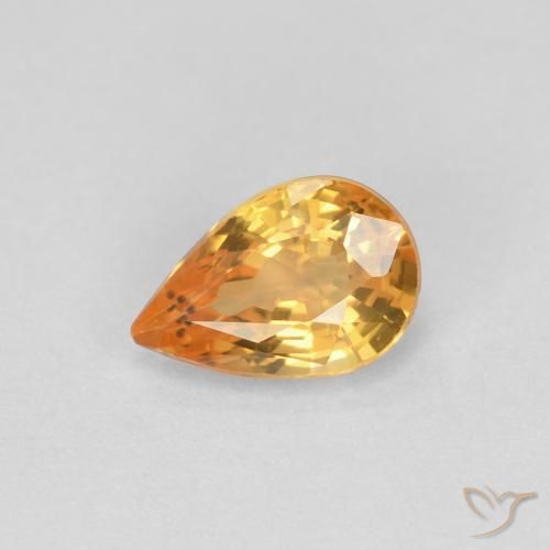 0.61 ct Orange Sapphire Stone, Natural Sapphire in Pear Facet Shape for Sale