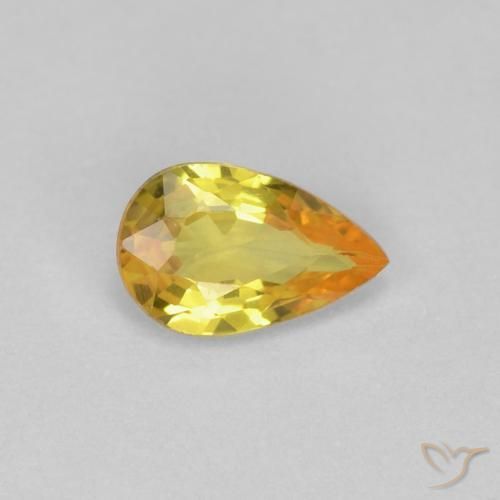 0.49 ct Yellow Sapphire Stone, Natural Sapphire in Pear Facet Shape for Sale