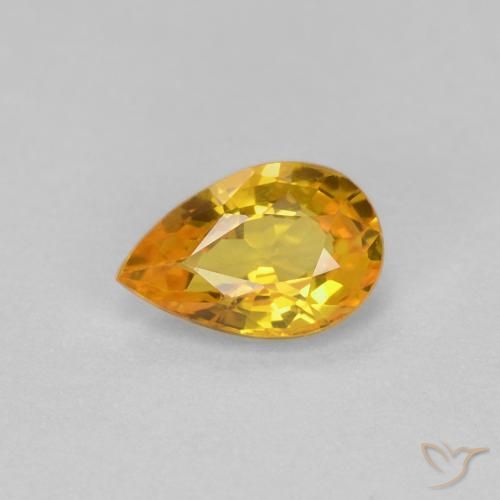 0.57 ct Golden Sapphire Gemstone, Sapphire Gem in Pear Facet Shape for Sale.