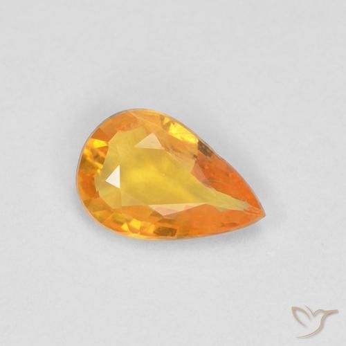 0.33 ct Orange Sapphire Stone, Natural Sapphire in Pear Facet Shape for Sale