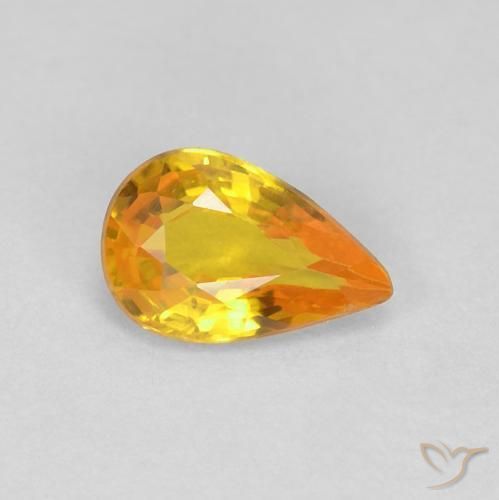 0.47 ct Orange Sapphire Stone, Natural Sapphire in Pear Facet Shape for Sale